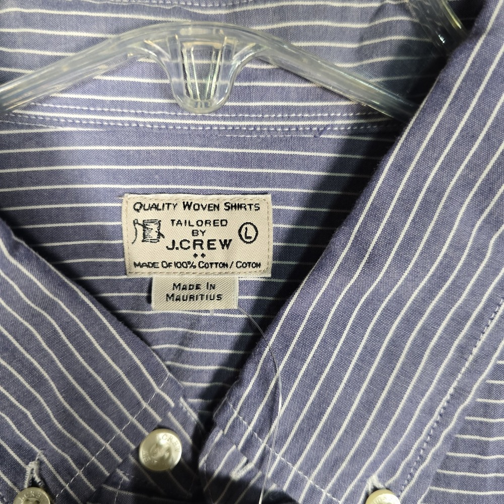 J Crew Oxford Shirt Men's Large Blue Horizontal Striped Button Down Woven Tailor - Picture 4 of 8